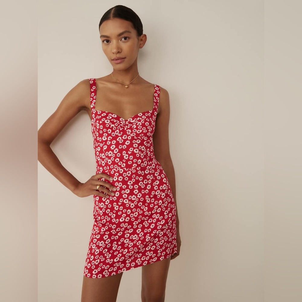 (Sold) Reformation Baldwin Red Floral Mini Dress